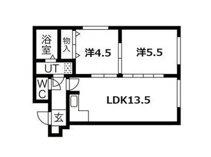 ベルヴィコートS4(2LDK/4階)の間取り写真
