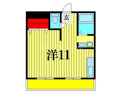 ベルメゾン本八幡(ワンルーム/2階)の間取り写真