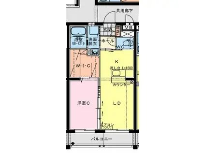 高鍋町持田YMマンション(1LDK/2階)の間取り写真