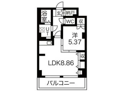 レジデンスカープ札幌(1LDK/14階)の間取り写真
