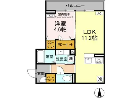D-ROOM ET宮城野区栄2丁目(1LDK/2階)の間取り写真