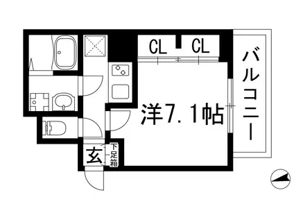 エクラ宝塚(1K/3階)の間取り写真