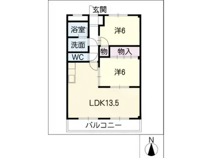 臼井南コーポIII(2LDK/1階)の間取り写真