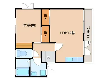 エバーグリーンせせらぎA(1LDK/1階)の間取り写真
