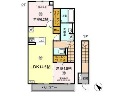 サニースクエアII(2LDK/2階)の間取り写真