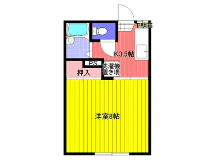 フローラルフラッツ(1K/2階)の間取り写真