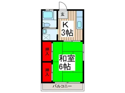 細井荘(1K/2階)の間取り写真