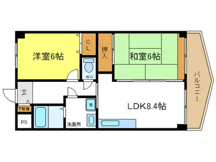 レールロード喜連東(2LDK/4階)の間取り写真