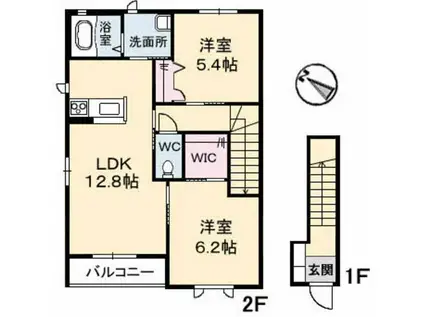 アルル壱番館(2LDK/2階)の間取り写真