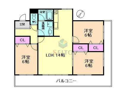 ベルフォーレ(3LDK/4階)の間取り写真