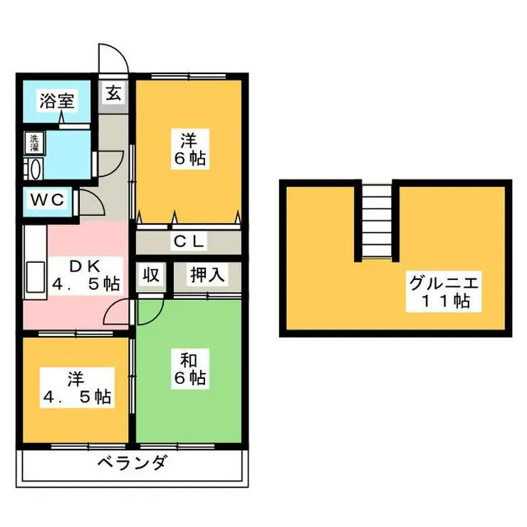 山合コーポ 2階階 間取り