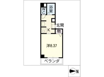 カーサ栄町(1K/3階)の間取り写真