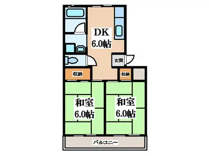 大蓮グリーンマンション(2DK/2階)の間取り写真