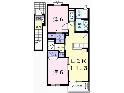 PRIMASTELLA(2LDK/2階)の間取り写真