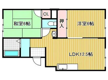 ヴァンベール平井(2LDK/3階)の間取り写真