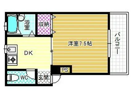 ヴィアーレ古市(1DK/2階)の間取り写真