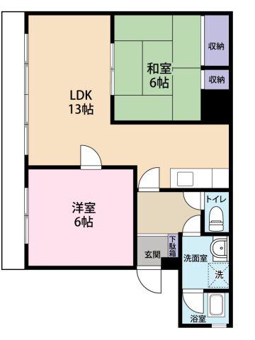 ハイツフジタ(2LDK/3階)の間取り写真