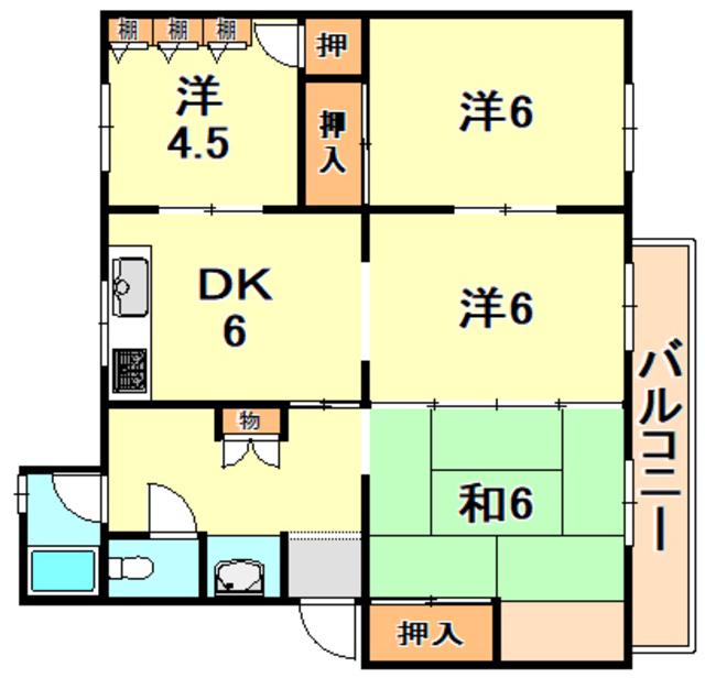 青山台20号棟(4DK/3階)の間取り写真
