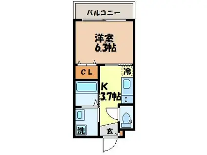 セントポリア泉(1K/2階)の間取り写真