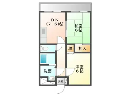 高洋ビルV(2DK/2階)の間取り写真