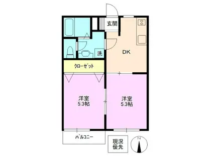 ディアス長野(2DK/2階)の間取り写真