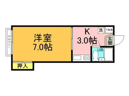 ウィング牛田(1K/2階)の間取り写真