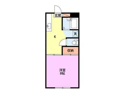 エバーグリーン大形(1K/1階)の間取り写真