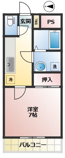 ブランドール参番館(1K/1階)の間取り写真