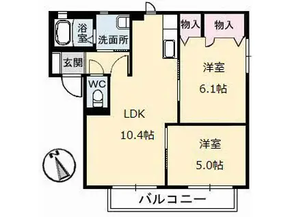 アーバンプレイス I棟(2LDK/1階)の間取り写真
