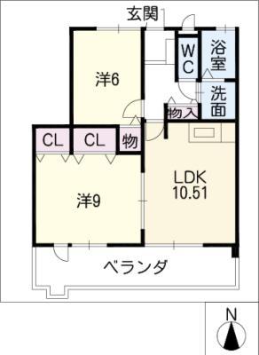 沢田コーポラス(2LDK/2階)の間取り写真