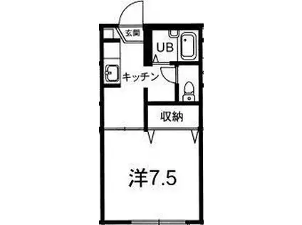 エステートA棟(1K/1階)の間取り写真