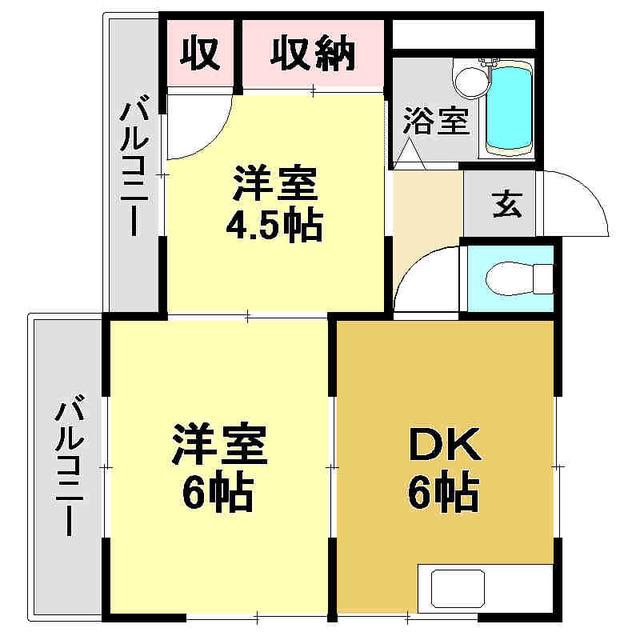 ハイツサンルート(2DK/4階)の間取り写真
