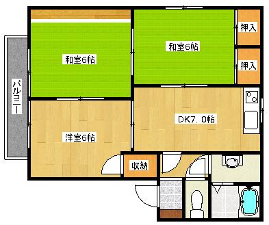 TKハイツ(3DK/1階)の間取り写真