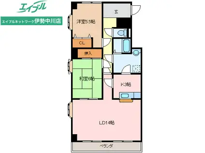 ハイタウンソレイユ(2LDK/5階)の間取り写真