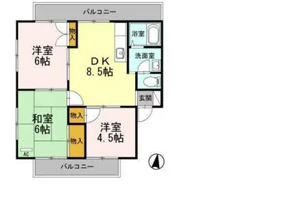 エバーグリーン手城A棟(3DK/3階)の間取り写真