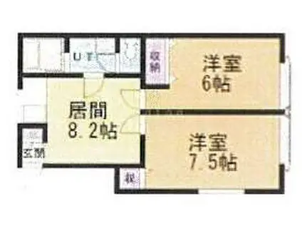 メゾンフリーダムⅡ(2DK/2階)の間取り写真