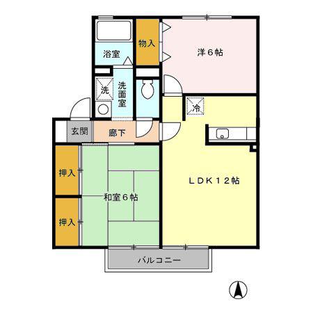 ウィルコート志比田(2LDK/2階)の間取り写真