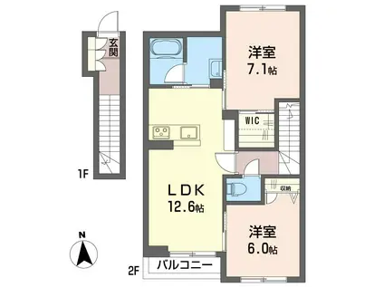 シャーメゾン田中(2LDK/2階)の間取り写真