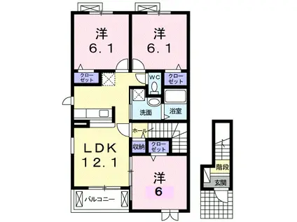 メゾン・オーブ D棟(3LDK/2階)の間取り写真