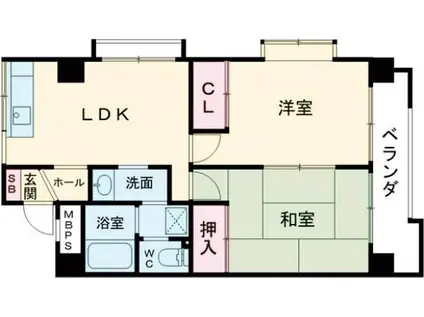 スカイハイツ石黒(2DK/3階)の間取り写真