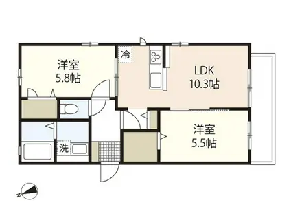 ラノアール(2LDK/1階)の間取り写真
