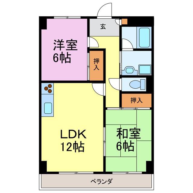 グランメール竹内(2LDK/3階)の間取り写真