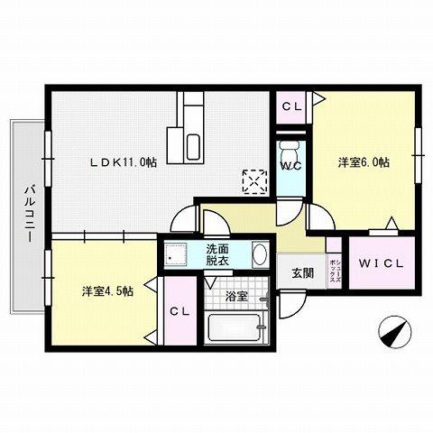 フラット・オブラダ(2LDK/2階)の間取り写真