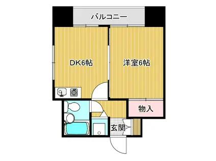 ダイアパレス古町(1DK/6階)の間取り写真