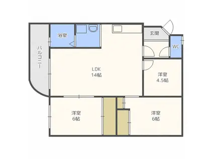 ユーハイツ恵(3LDK/4階)の間取り写真