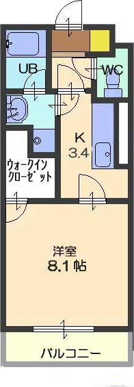 レジデンス林先(1K/4階)の間取り写真