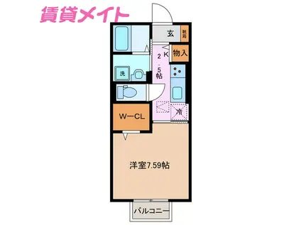 D-CHAMBRE S(1K/1階)の間取り写真