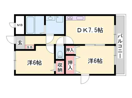 CITY COOLALE(2DK/3階)の間取り写真