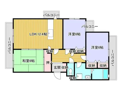 ルミエール合川(3LDK/4階)の間取り写真