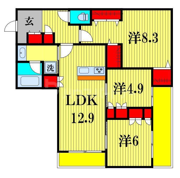 EDEL HEIM(3LDK/4階)の間取り写真